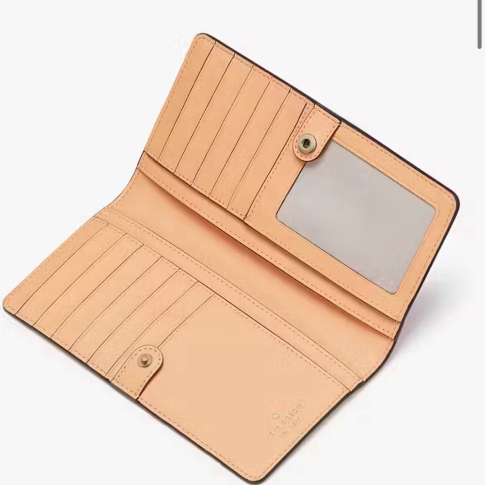 NEW 🦋 KATE SPADE Madison Large Slim Bifold Snap Card Coin Wallet Blossom Pink - Picture 3 of 6